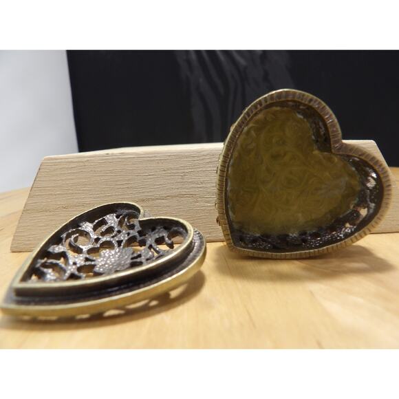 Vintage Heart Faux Amber Stones Trinket Box - Picture 4 of 9